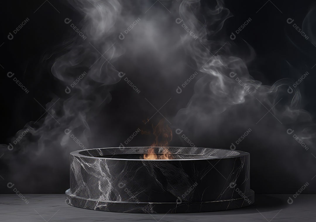 Pódio de pedra escura para placa de produto de marca cosmética de beleza