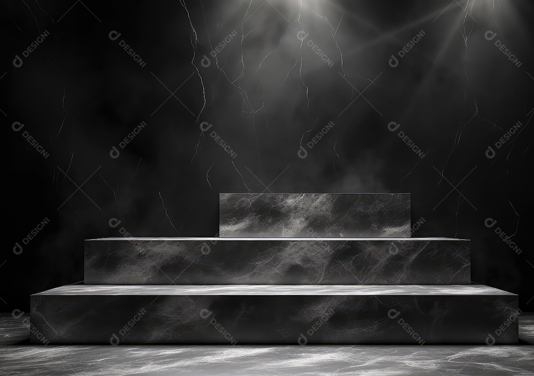 Pódio de pedra escura para placa de produto de marca cosmética de beleza