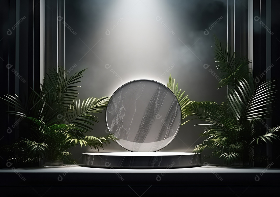 Pódio de pedra escura para placa de produto de marca cosmética de beleza