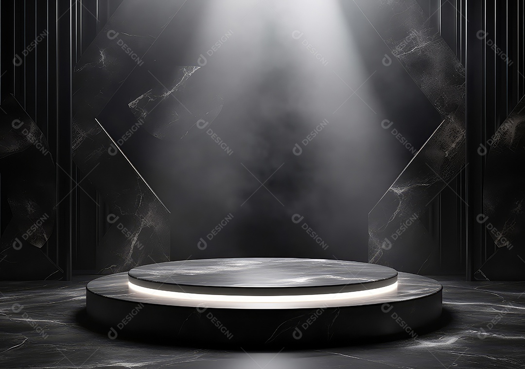 Pódio de pedra escura para placa de produto de marca cosmética de beleza