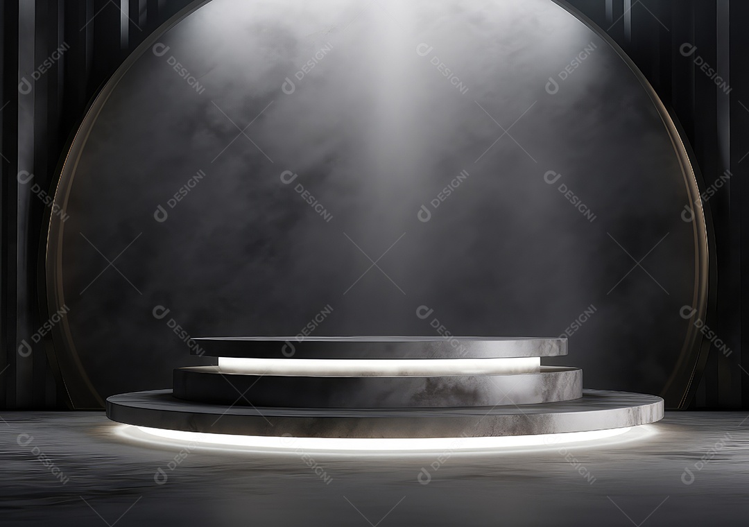 Pódio de pedra escura para placa de produto de marca cosmética de beleza