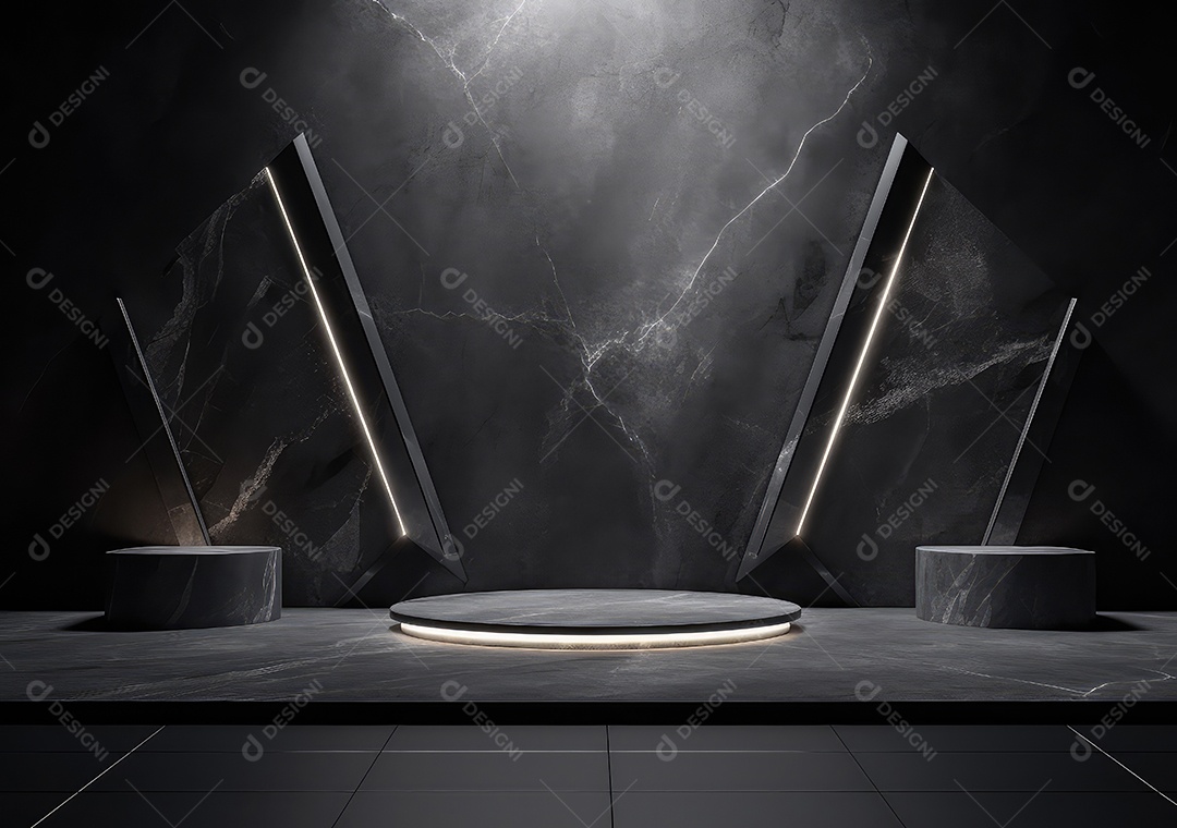 Pódio de pedra escura para placa de produto de marca cosmética de beleza