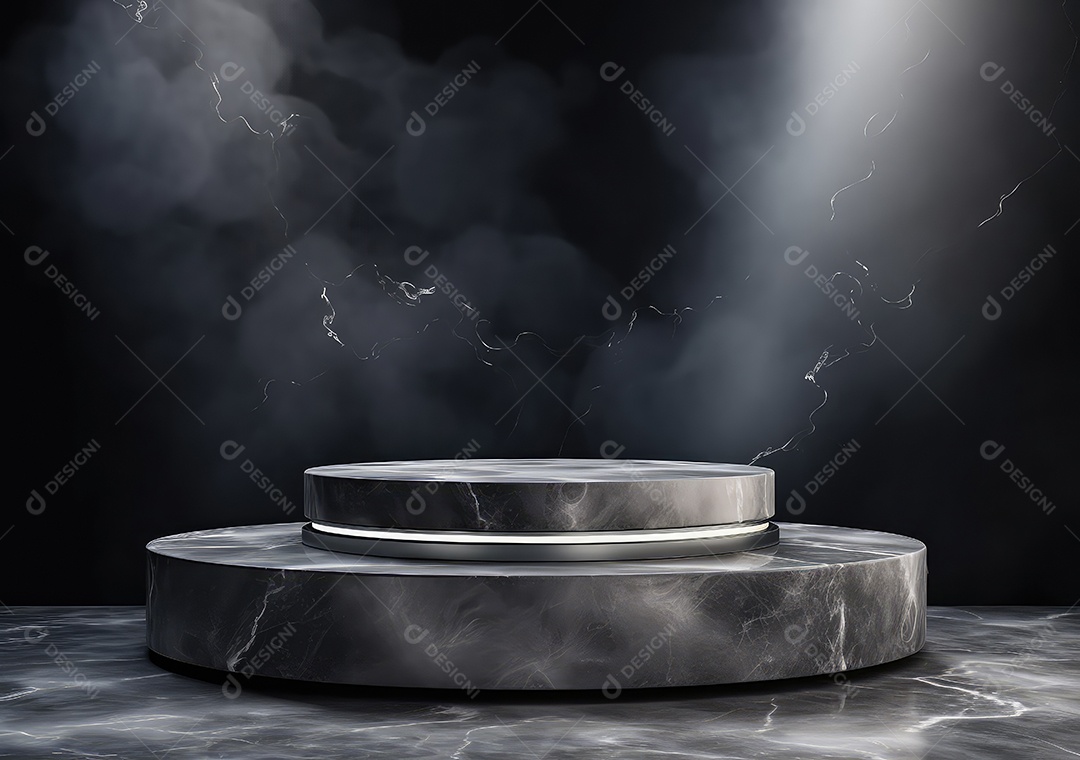 Pódio de pedra escura para placa de produto de marca cosmética de beleza