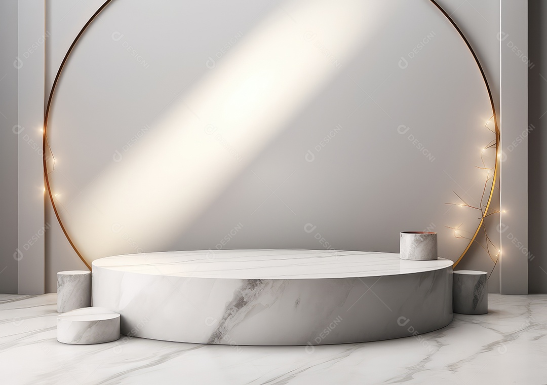 Fundo para produtos cosméticos de cor cinza natural. Pódio de pedra sobre um fundo cinza. IA Gerativa