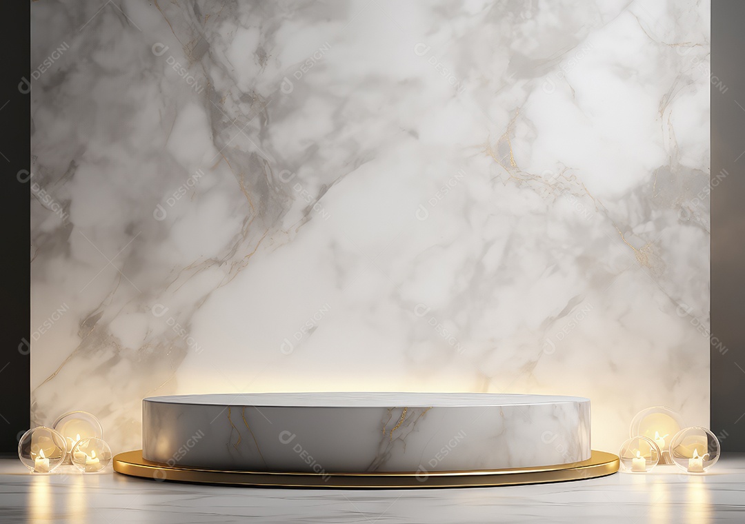 Fundo para produtos cosméticos de cor cinza natural. Pódio de pedra sobre um fundo cinza. IA Gerativa