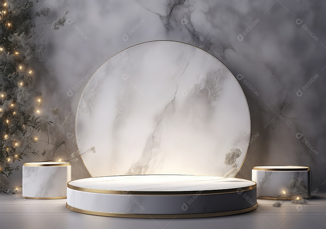 Fundo para produtos cosméticos de cor cinza natural. Pódio de pedra sobre um fundo cinza. IA Gerativa