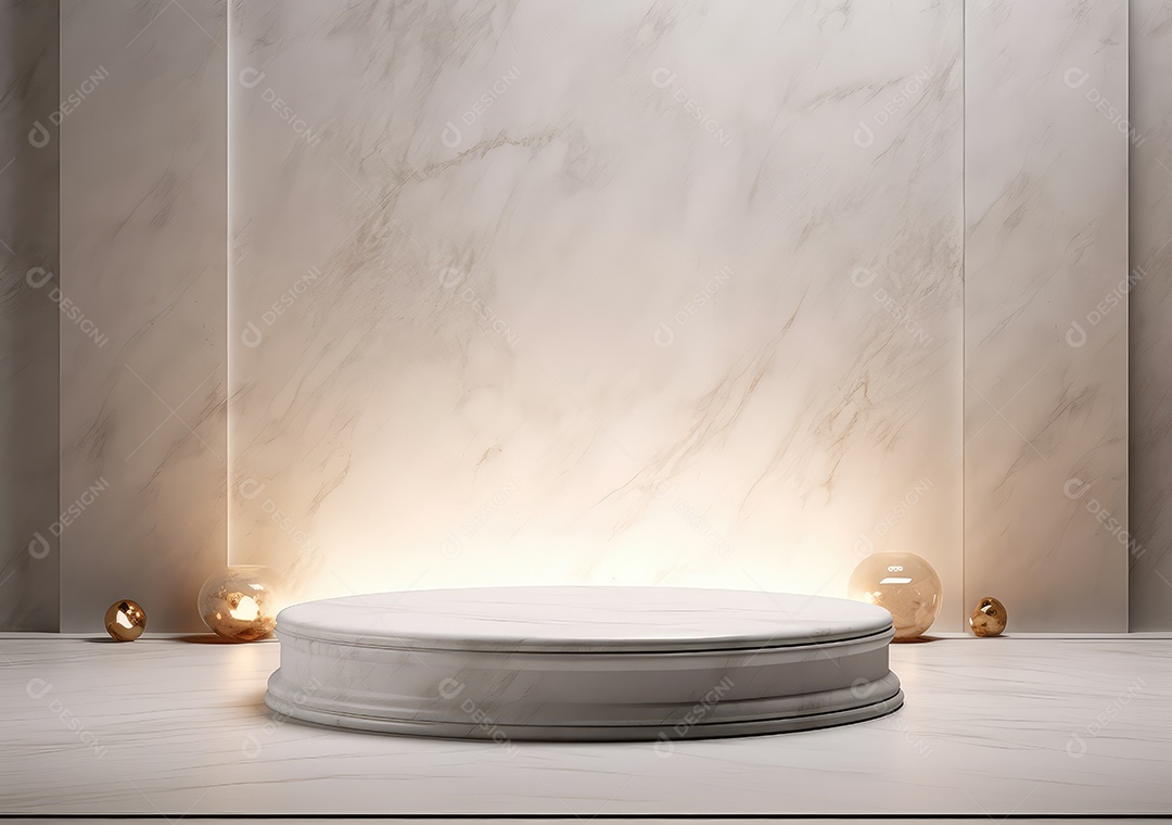 Fundo para produtos cosméticos de cor cinza natural. Pódio de pedra sobre um fundo cinza. IA Gerativa