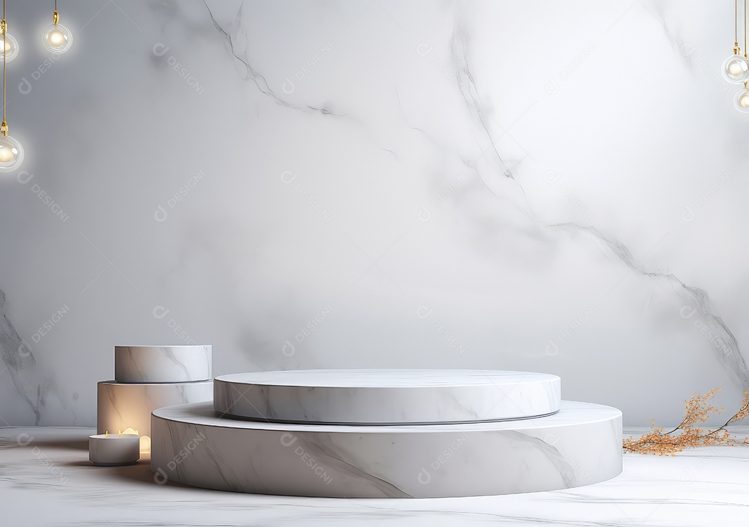 Fundo para produtos cosméticos de cor cinza natural. Pódio de pedra sobre um fundo cinza. IA Gerativa
