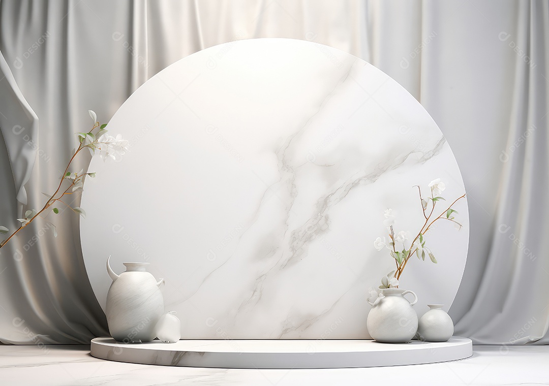 Fundo para produtos cosméticos de cor cinza natural. Pódio de pedra sobre um fundo cinza. IA Gerativa