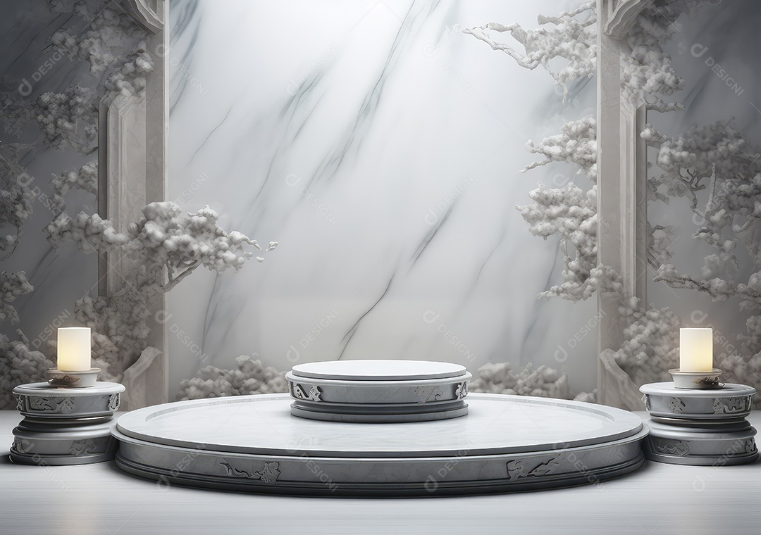 Fundo para produtos cosméticos de cor cinza natural. Pódio de pedra sobre um fundo cinza. IA Gerativa