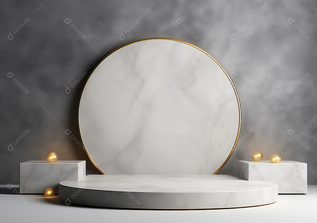 Fundo para produtos cosméticos de cor cinza natural. Pódio de pedra sobre um fundo cinza. IA Gerativa