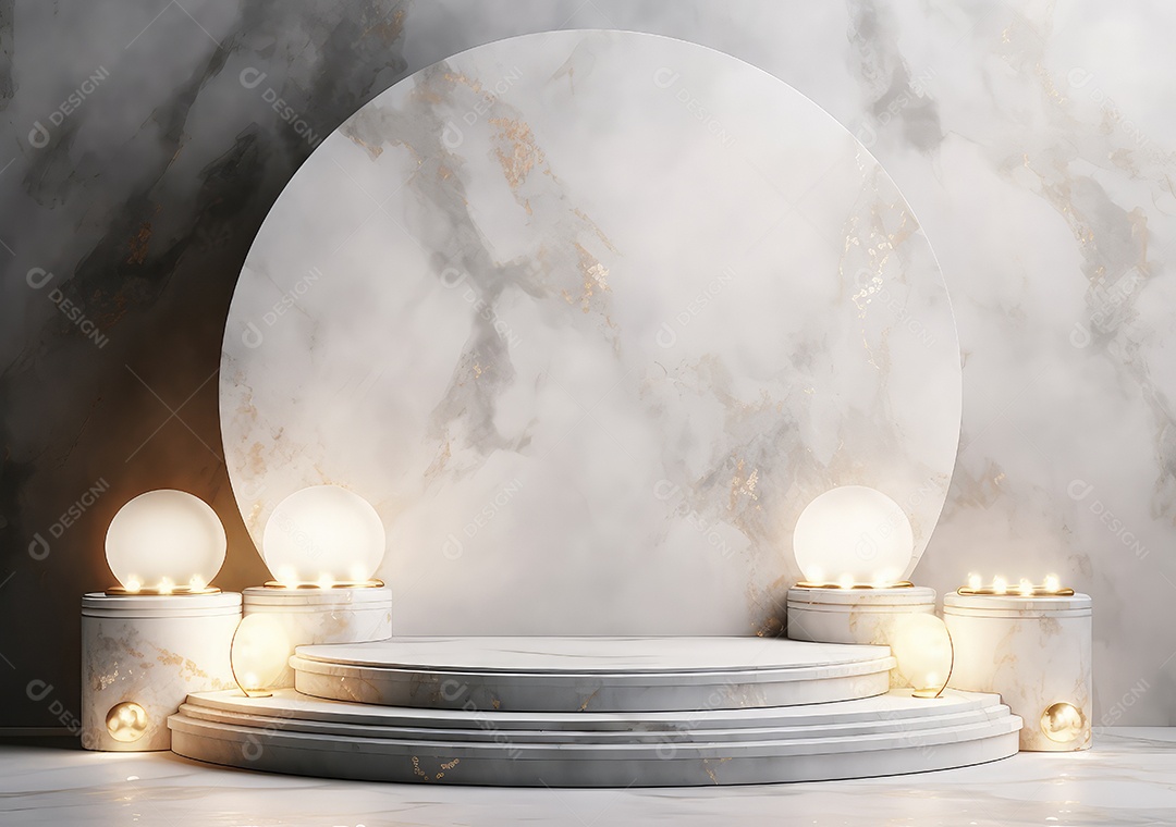 Fundo para produtos cosméticos de cor cinza natural. Pódio de pedra sobre um fundo cinza. IA Gerativa