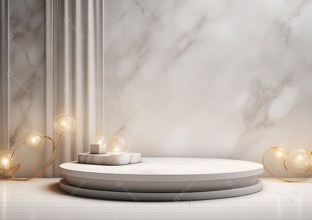 Fundo para produtos cosméticos de cor cinza natural. Pódio de pedra sobre um fundo cinza. IA Gerativa