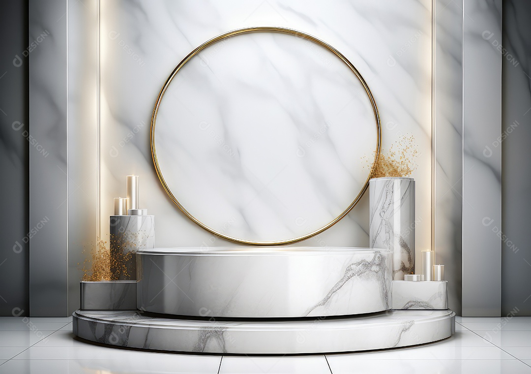 Fundo para produtos cosméticos de cor cinza natural. Pódio de pedra sobre um fundo cinza. IA Gerativa