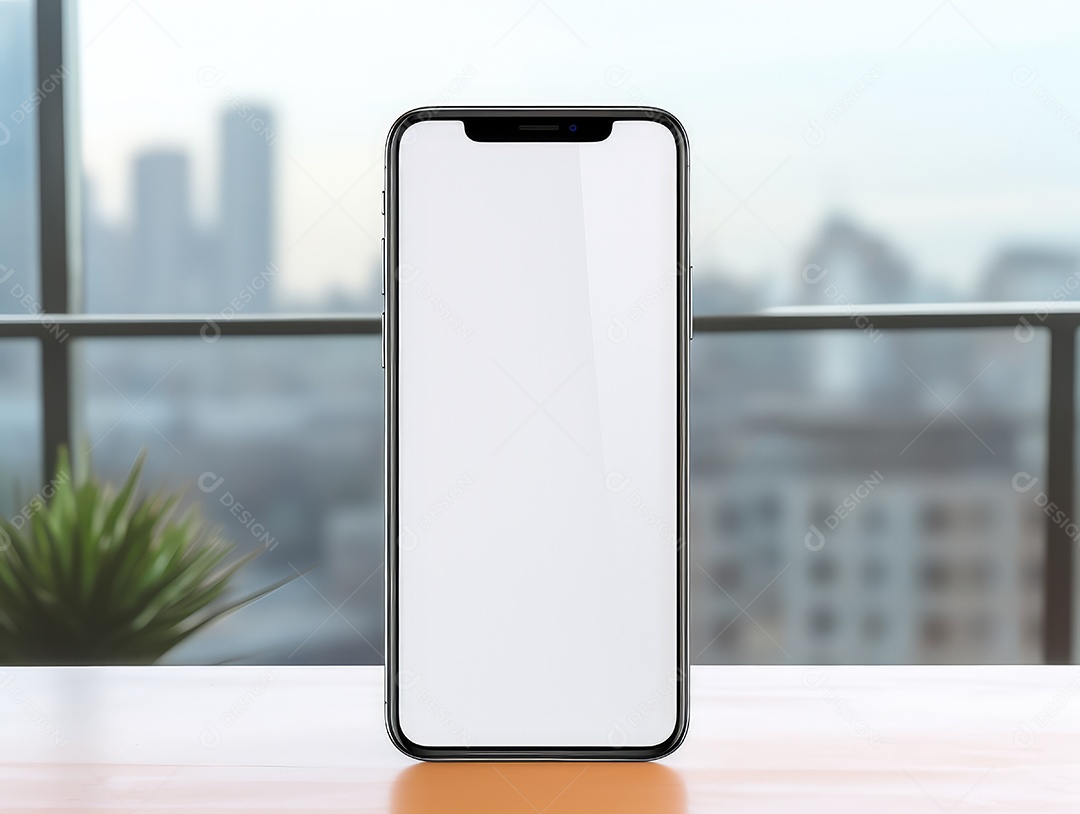 Tela branca em branco do telefone celular de maquete, display vazio do smartphone