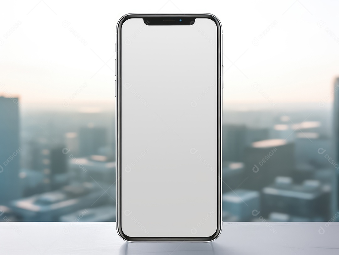 Tela branca em branco do telefone celular de maquete, display vazio do smartphone