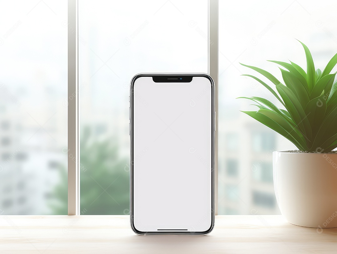 Tela branca em branco do telefone celular de maquete, display vazio do smartphone
