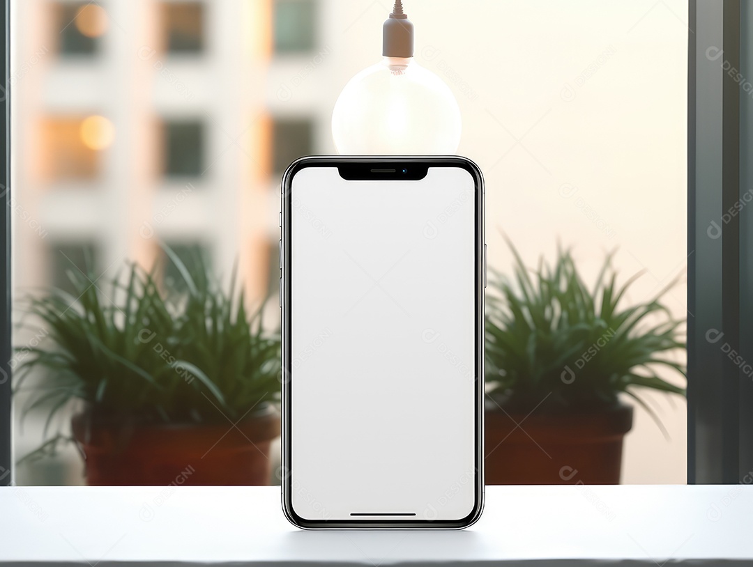 Tela branca em branco do telefone celular de maquete, display vazio do smartphone