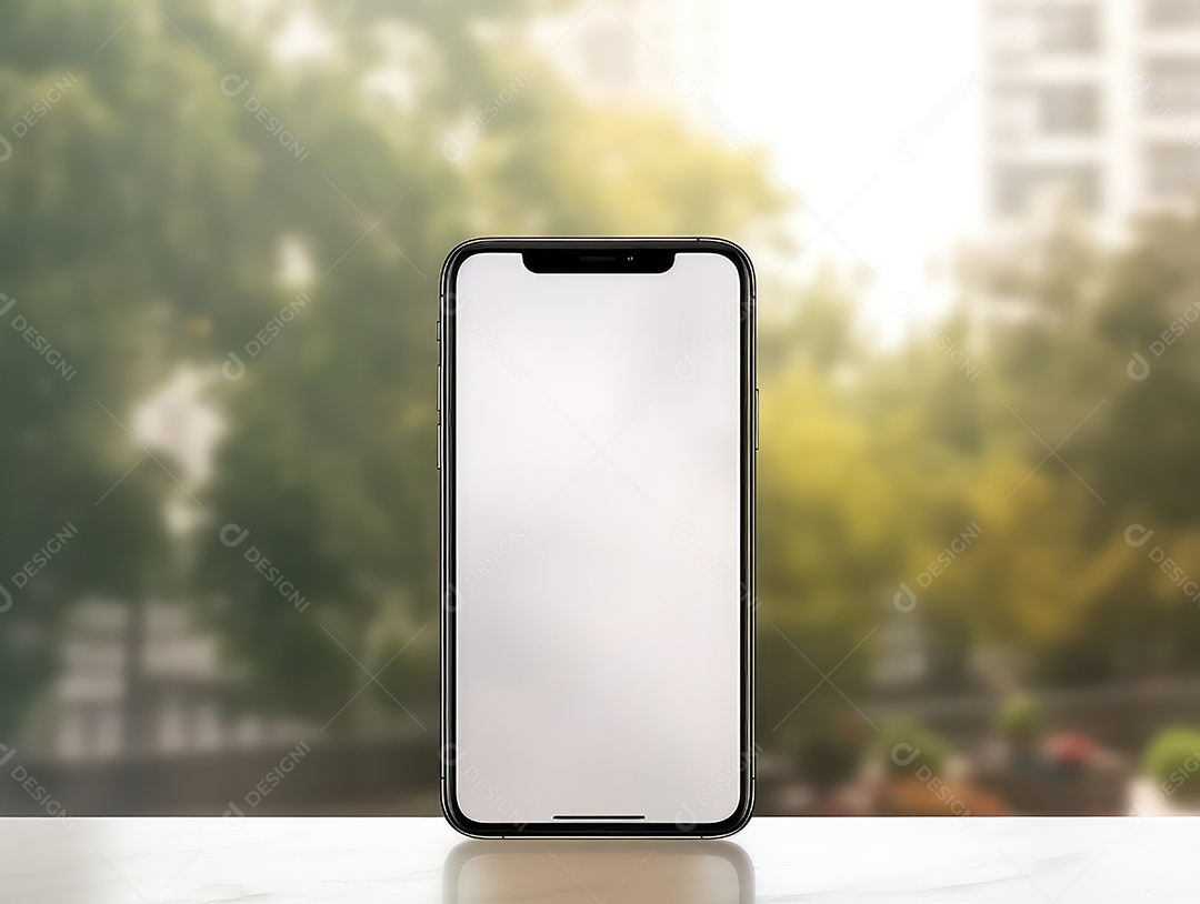 Tela branca em branco do telefone celular de maquete, display vazio do smartphone