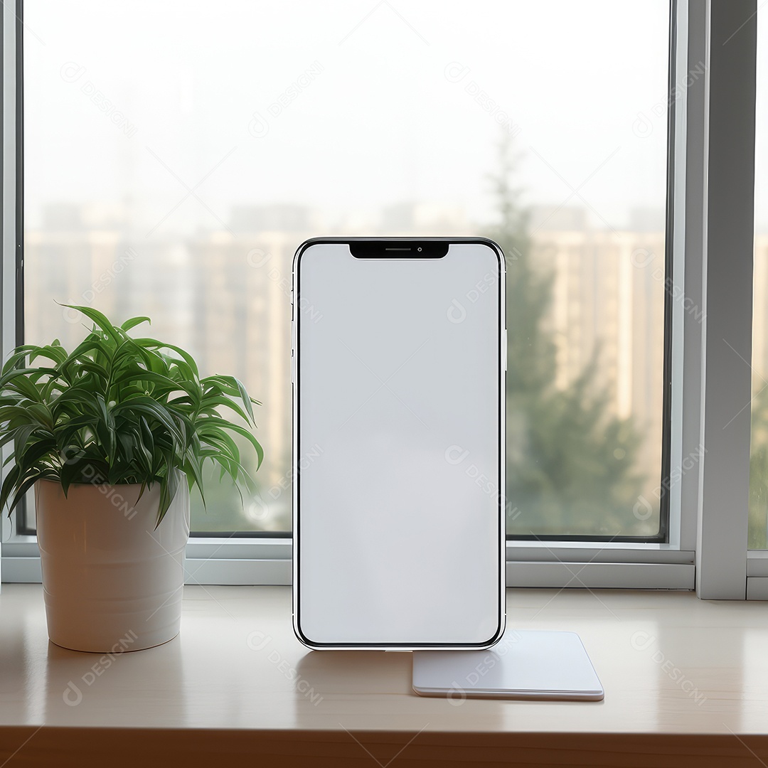 Tela branca em branco do telefone celular de maquete, display vazio do smartphone