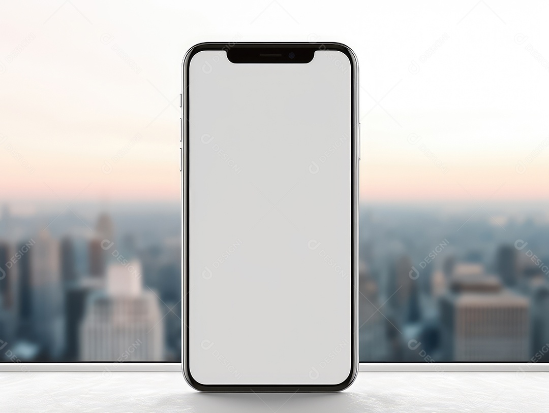 Tela branca em branco do telefone celular de maquete, display vazio do smartphone