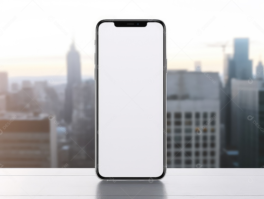 Tela branca em branco do telefone celular de maquete, display vazio do smartphone