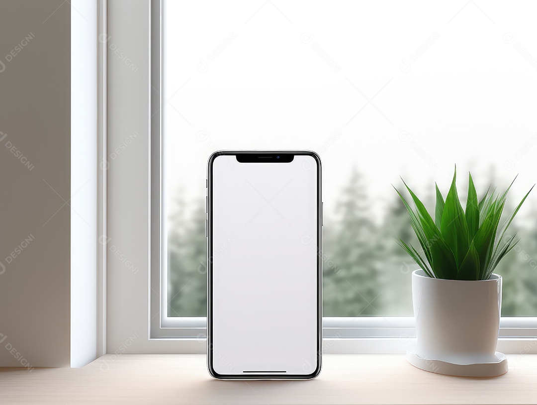 Tela branca em branco do telefone celular de maquete, display vazio do smartphone