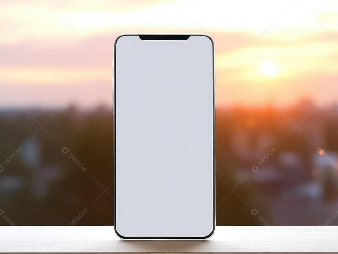 Tela branca em branco do telefone celular de maquete, display vazio do smartphone