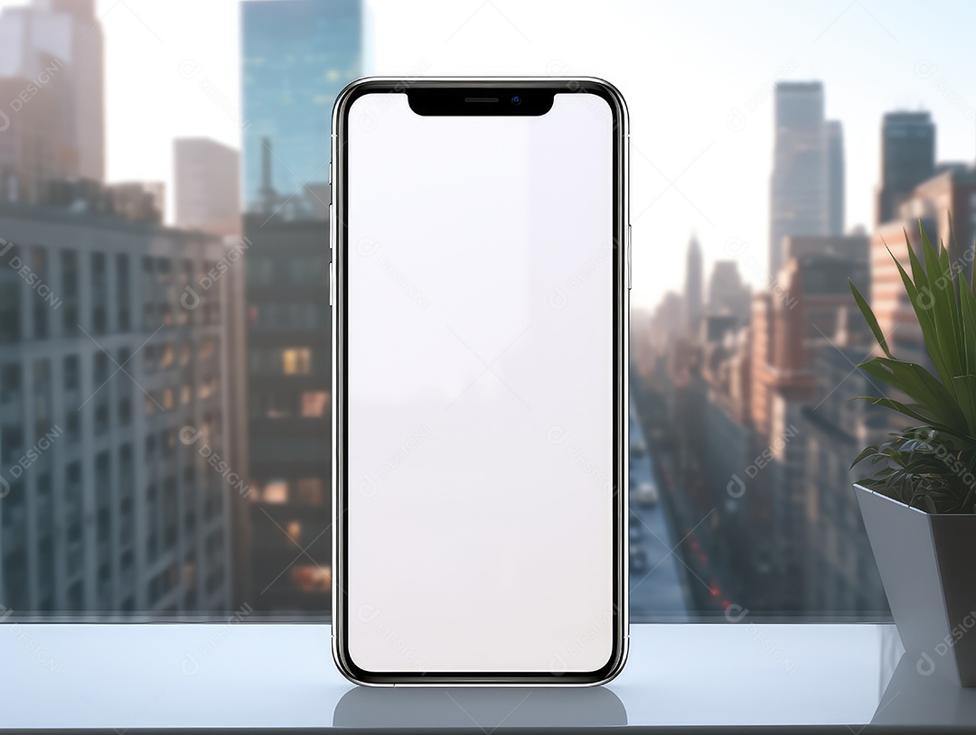 Tela branca em branco do telefone celular de maquete, display vazio do smartphone