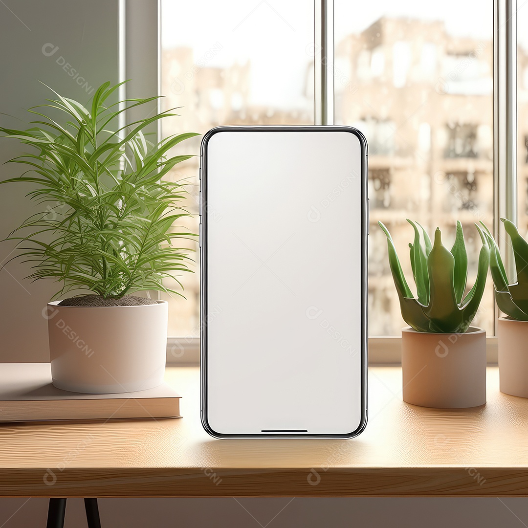 Tela branca em branco do telefone celular de maquete, display vazio do smartphone