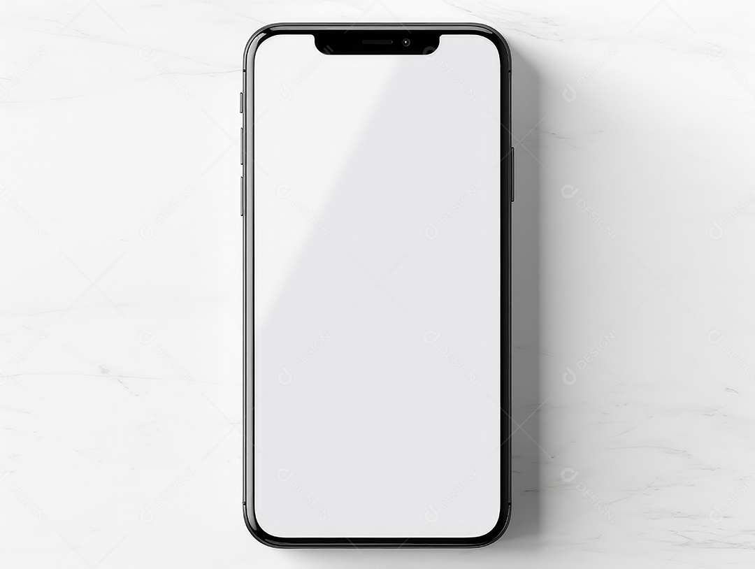 Tela branca em branco do telefone celular de maquete, display vazio do smartphone