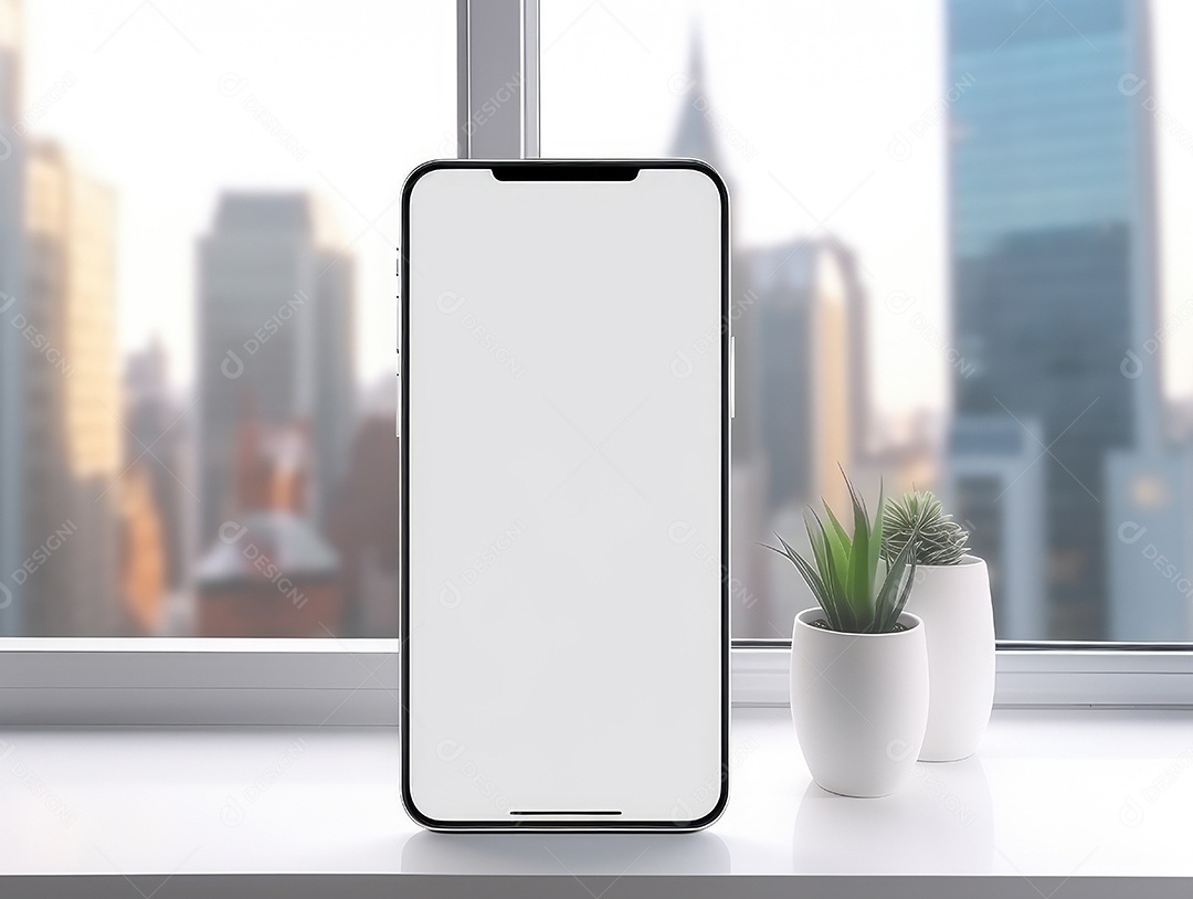 Tela branca em branco do telefone celular de maquete, display vazio do smartphone