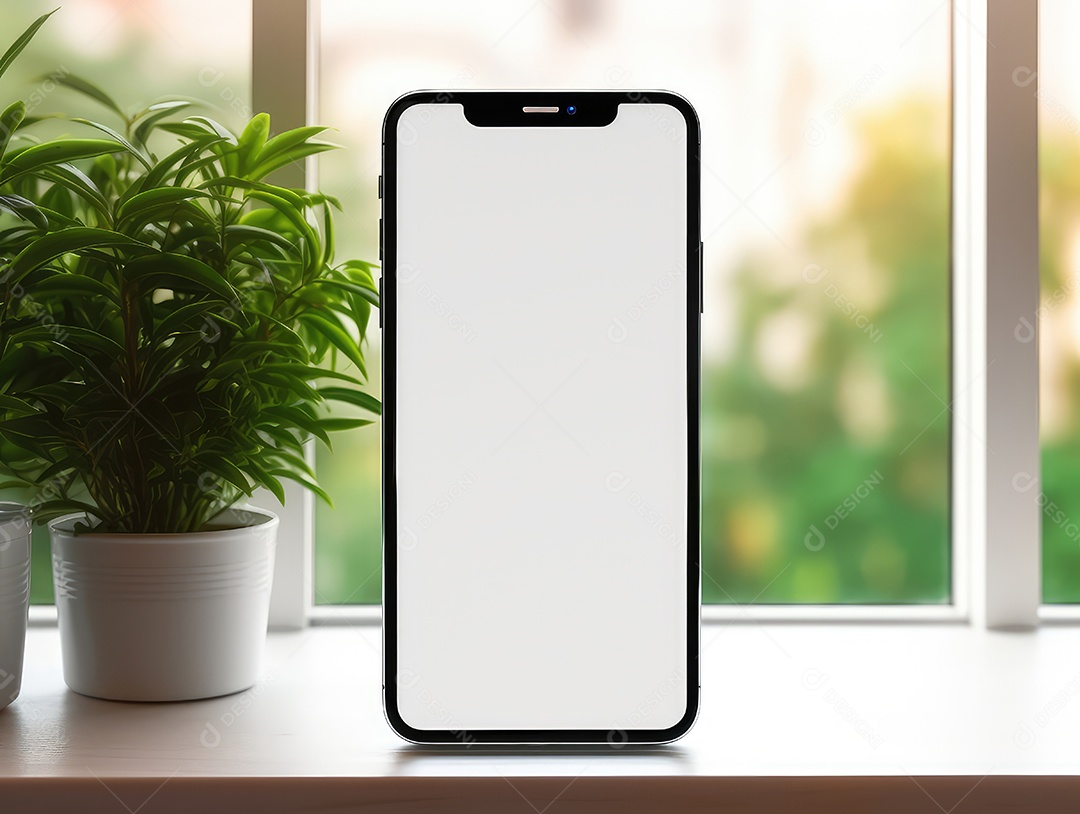 Tela branca em branco do telefone celular de maquete, display vazio do smartphone