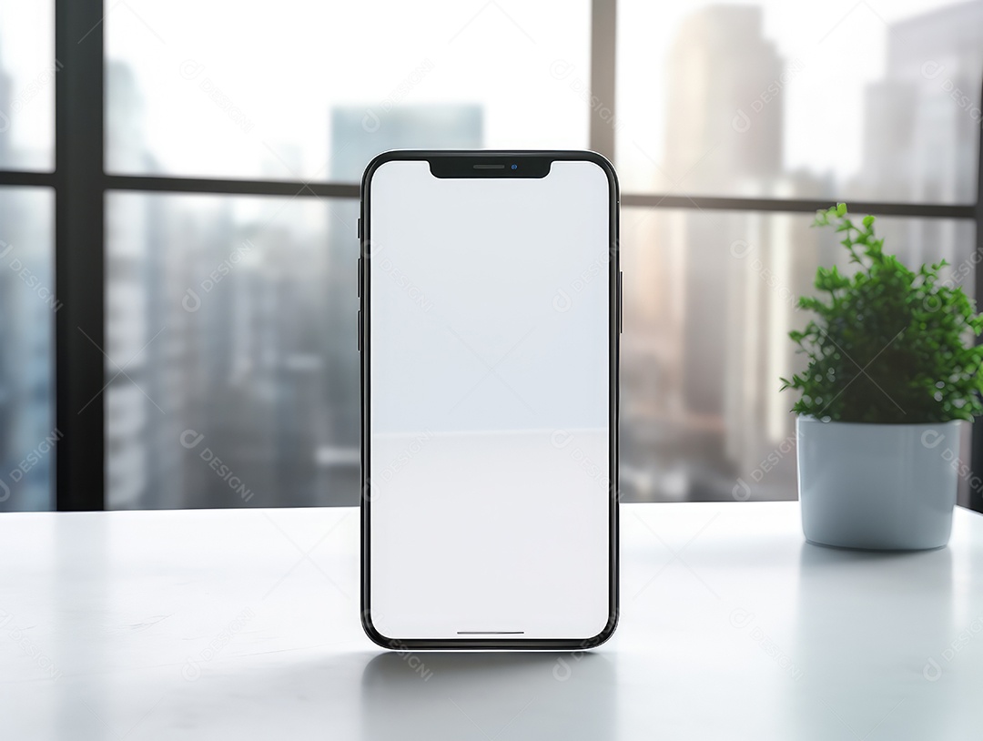 Tela branca em branco do telefone celular de maquete, display vazio do smartphone