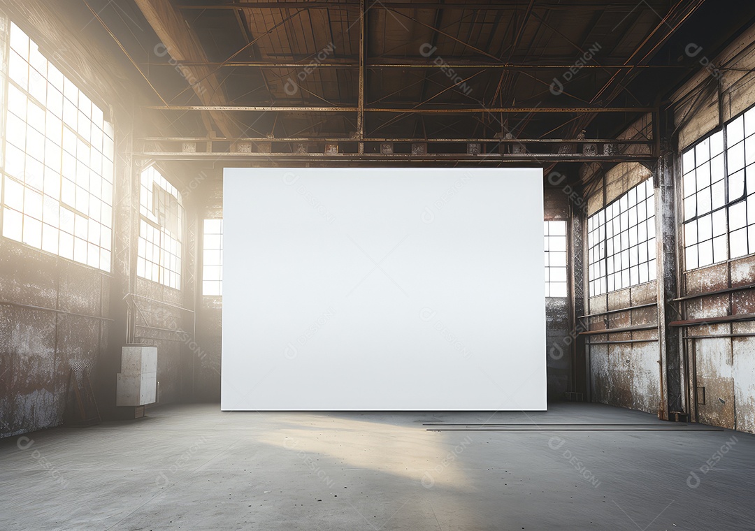 Maquete de um pôster vazio em um loft moderno