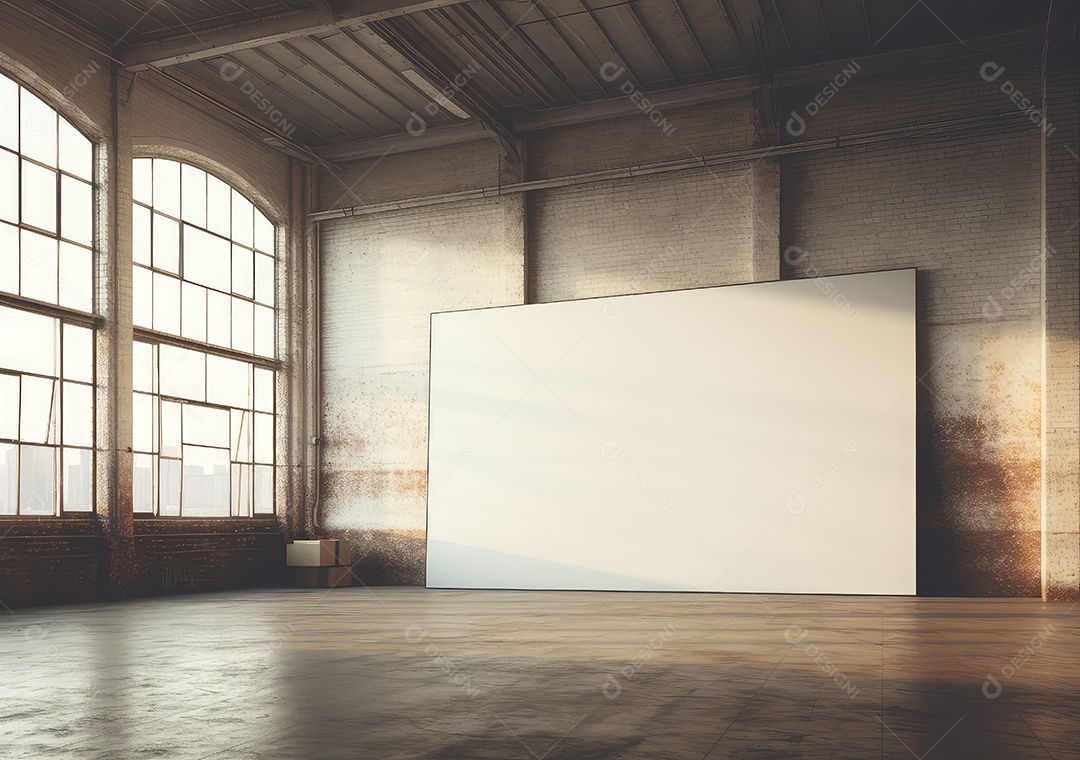 Maquete de um pôster vazio em um loft moderno