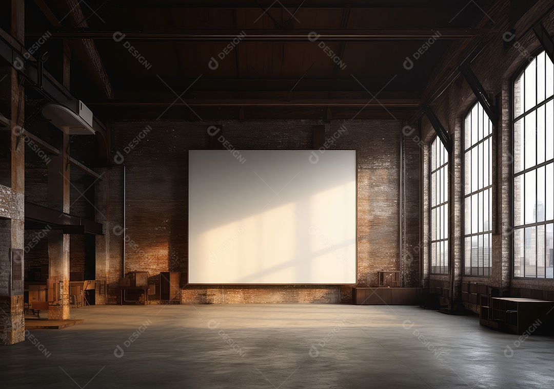 Maquete de um pôster vazio em um loft moderno