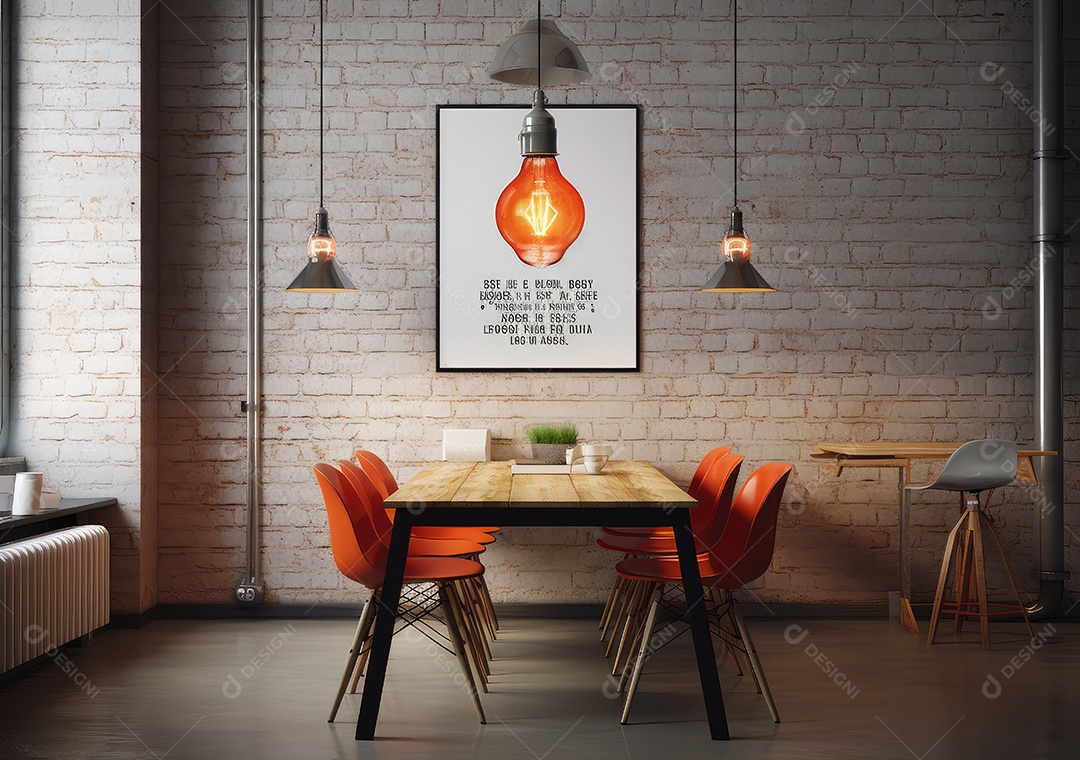 Maquete de um pôster vazio em um loft moderno