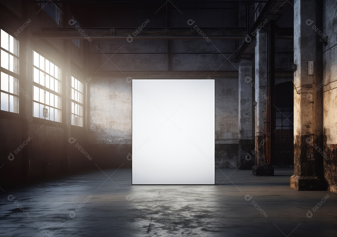 Maquete de um pôster vazio em um loft moderno