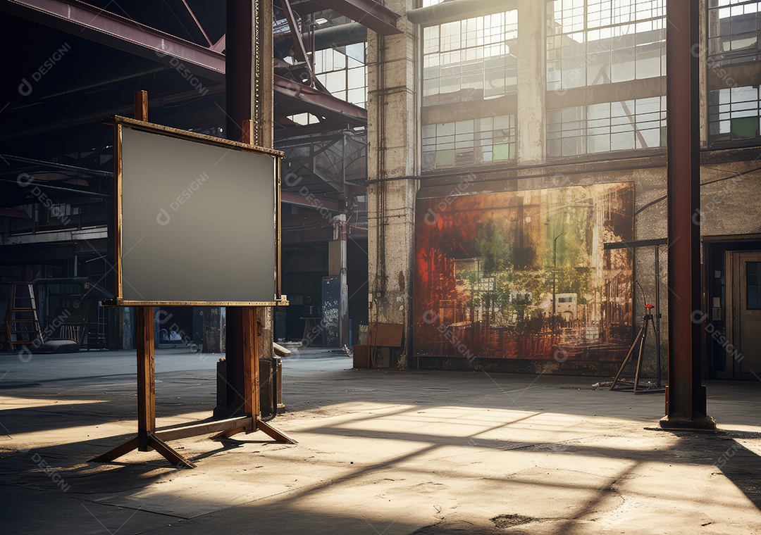 Maquete de um pôster vazio em um loft moderno