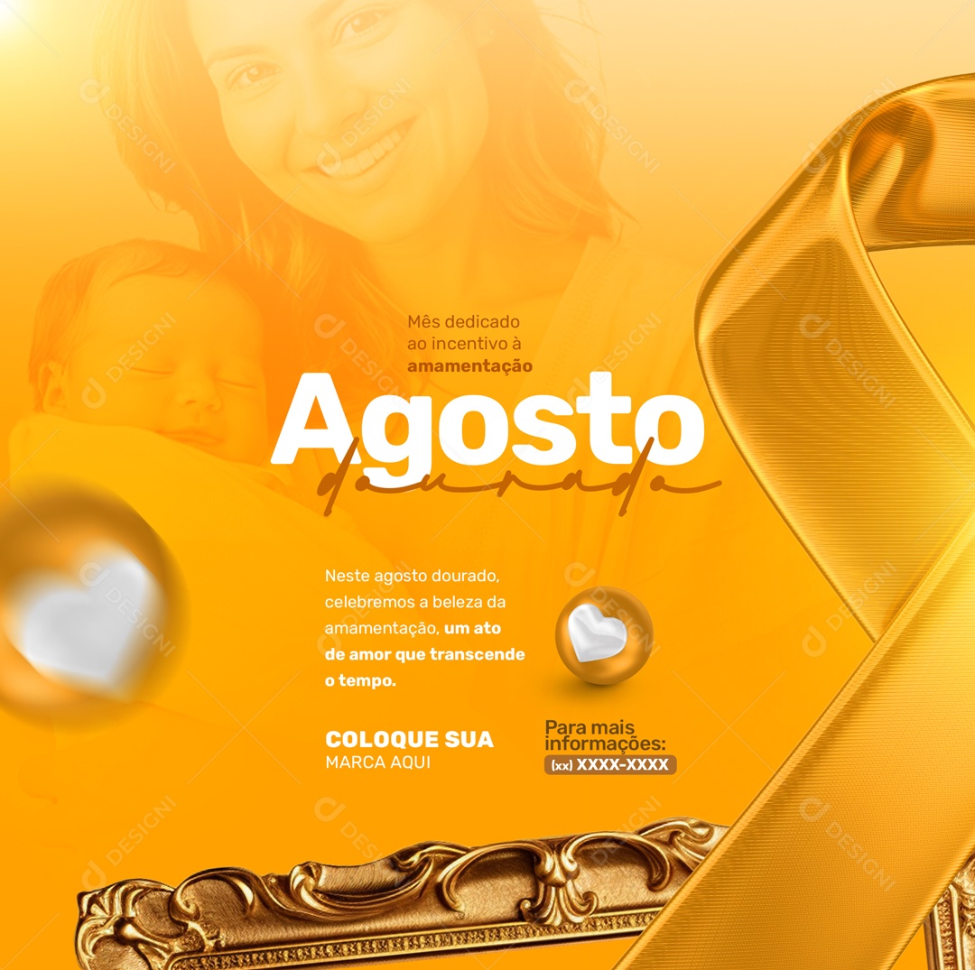 Social Media Agosto Dourado Ato De Amor PSD Editável