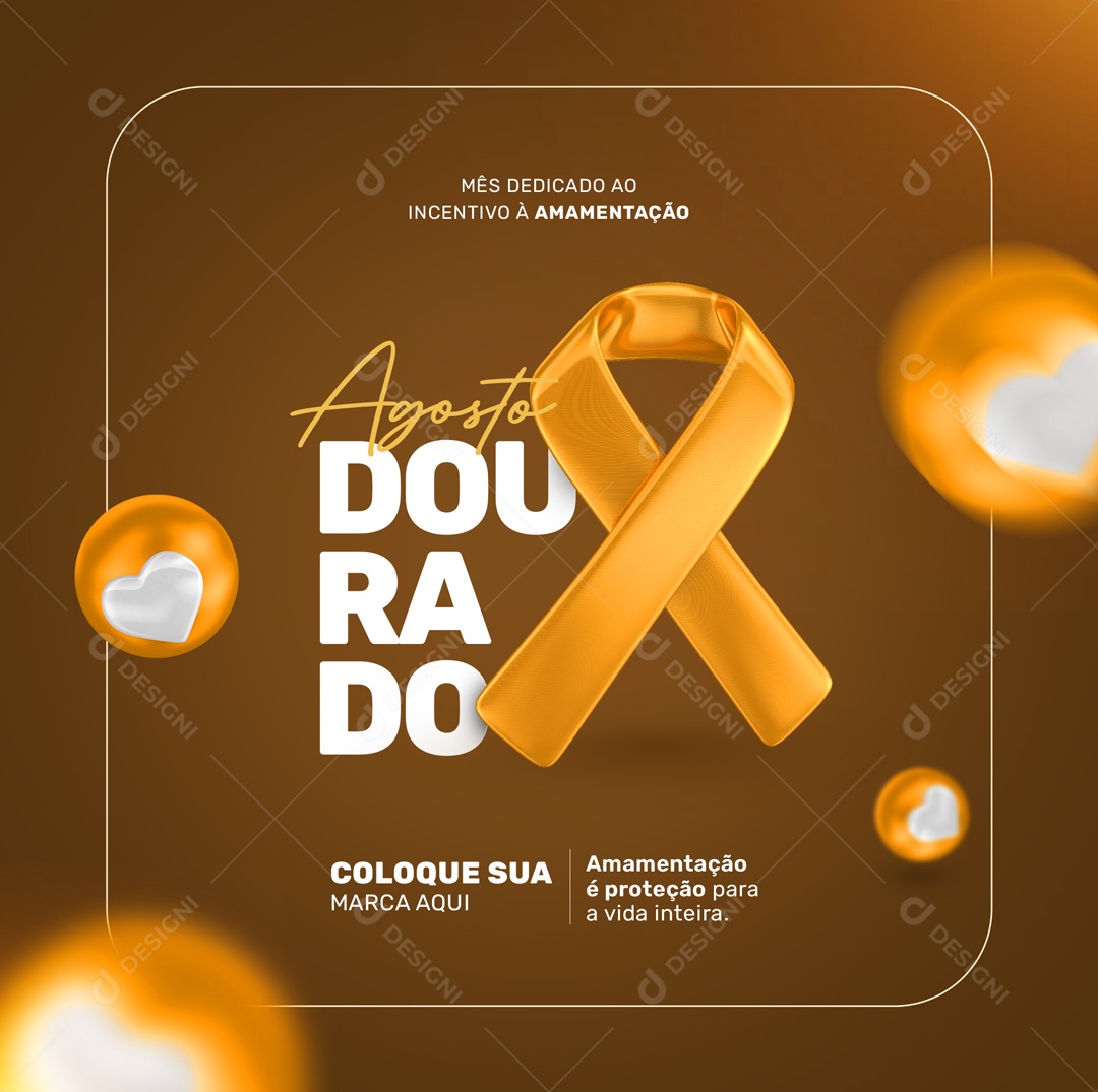 Feed Mês Dedicado ao Incentivo à Amamentação Social Media PSD Editável