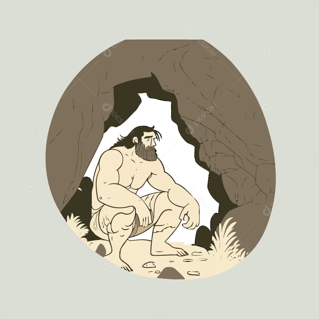 Homem das Cavernas Ilustração Vetor EPS