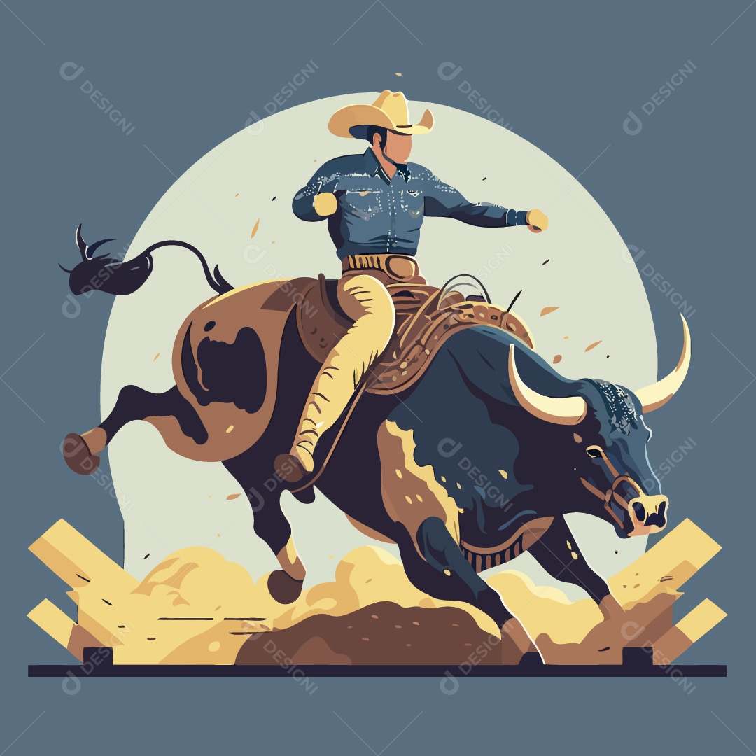 Peão de Rodeio Ilustração Vetor EPS