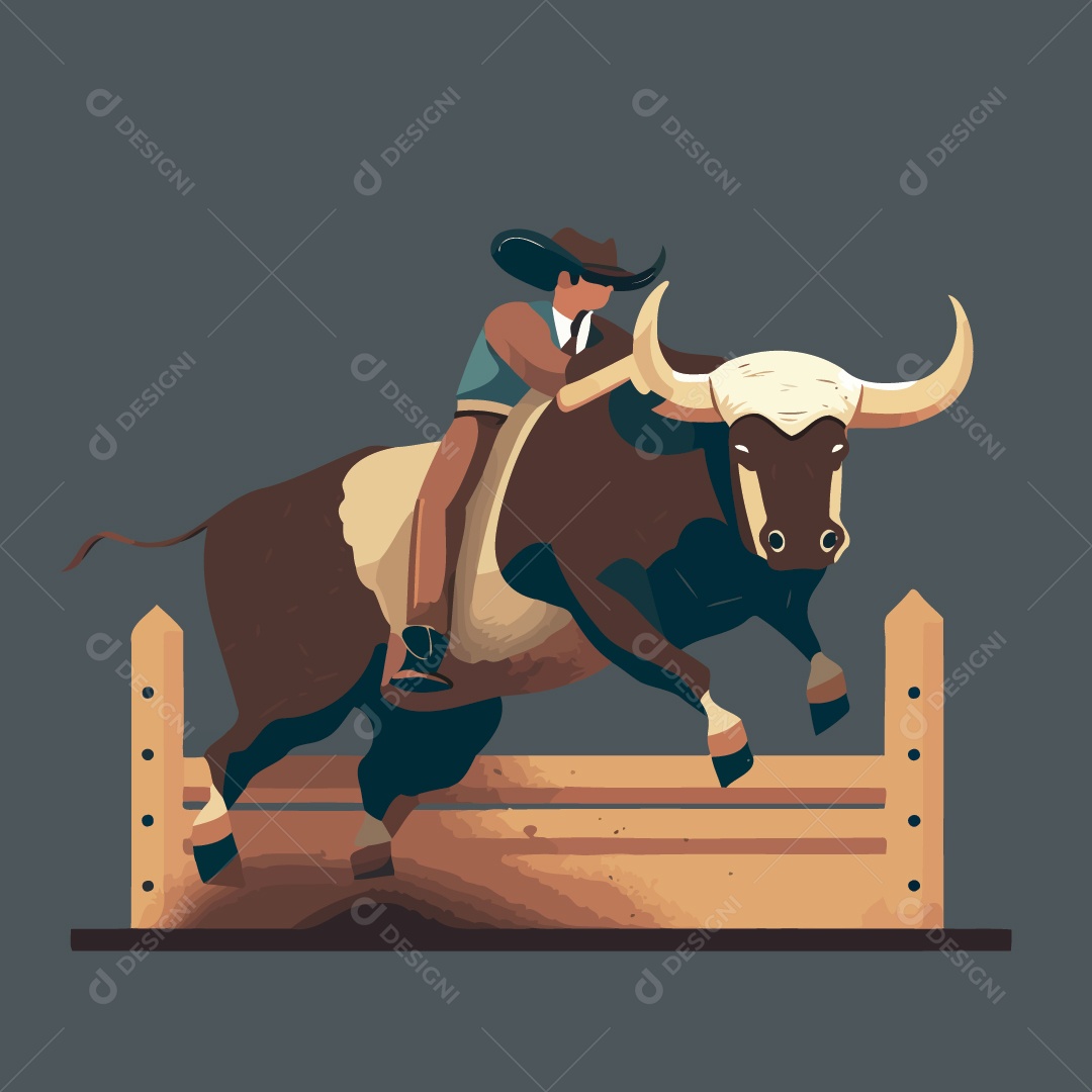 Peão de Rodeio Ilustração Vetor EPS