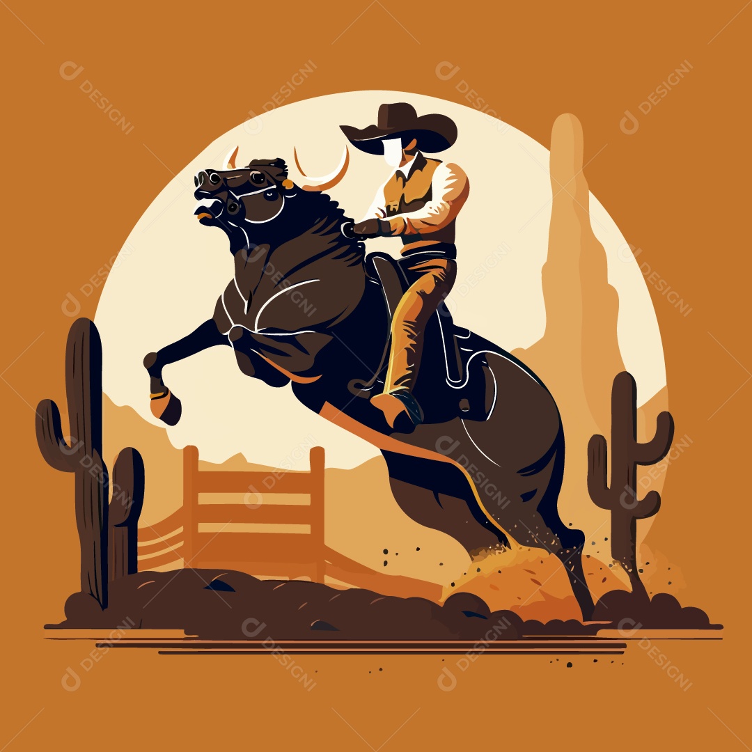 Peão de Rodeio Ilustração Vetor EPS