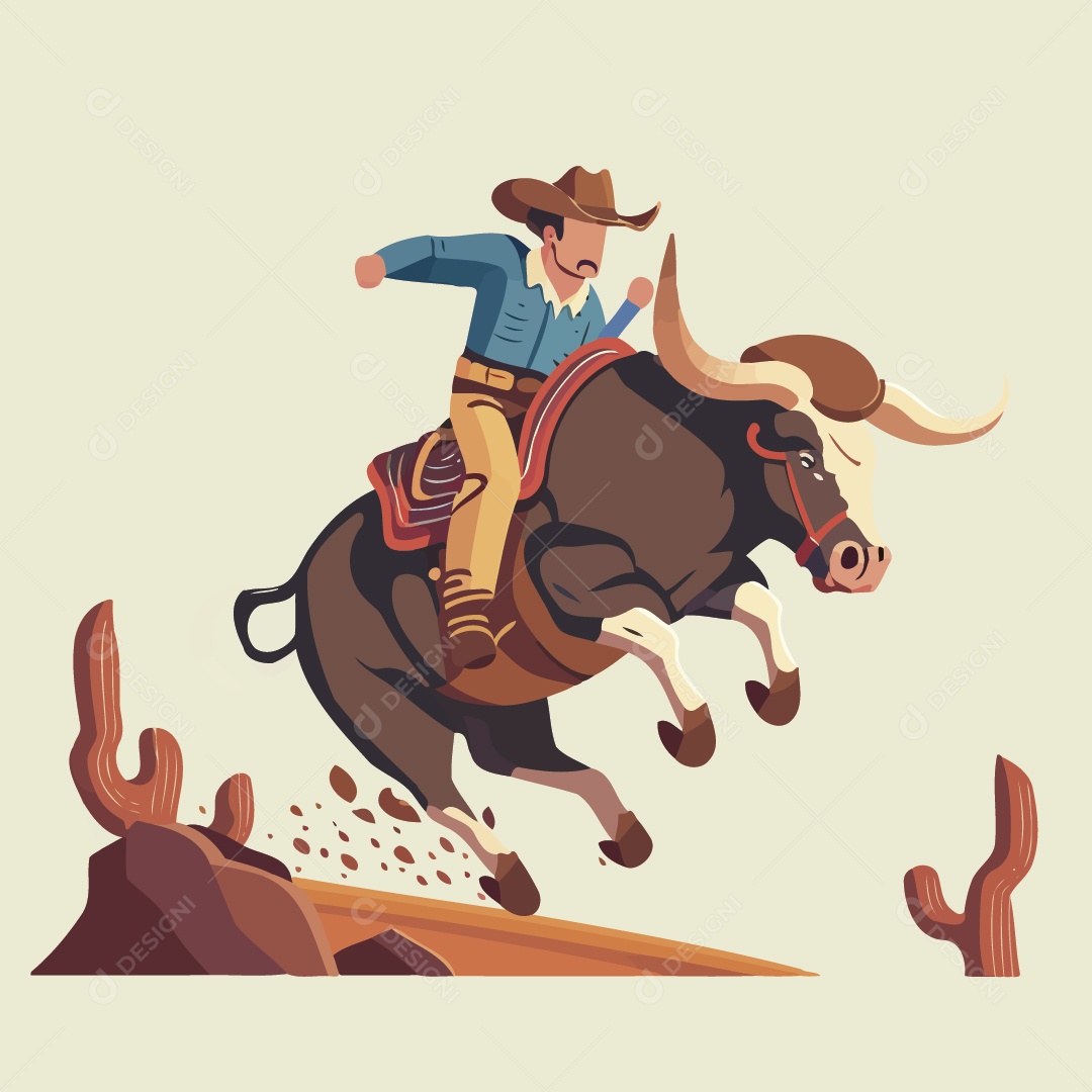 Peão de Rodeio Ilustração Vetor EPS