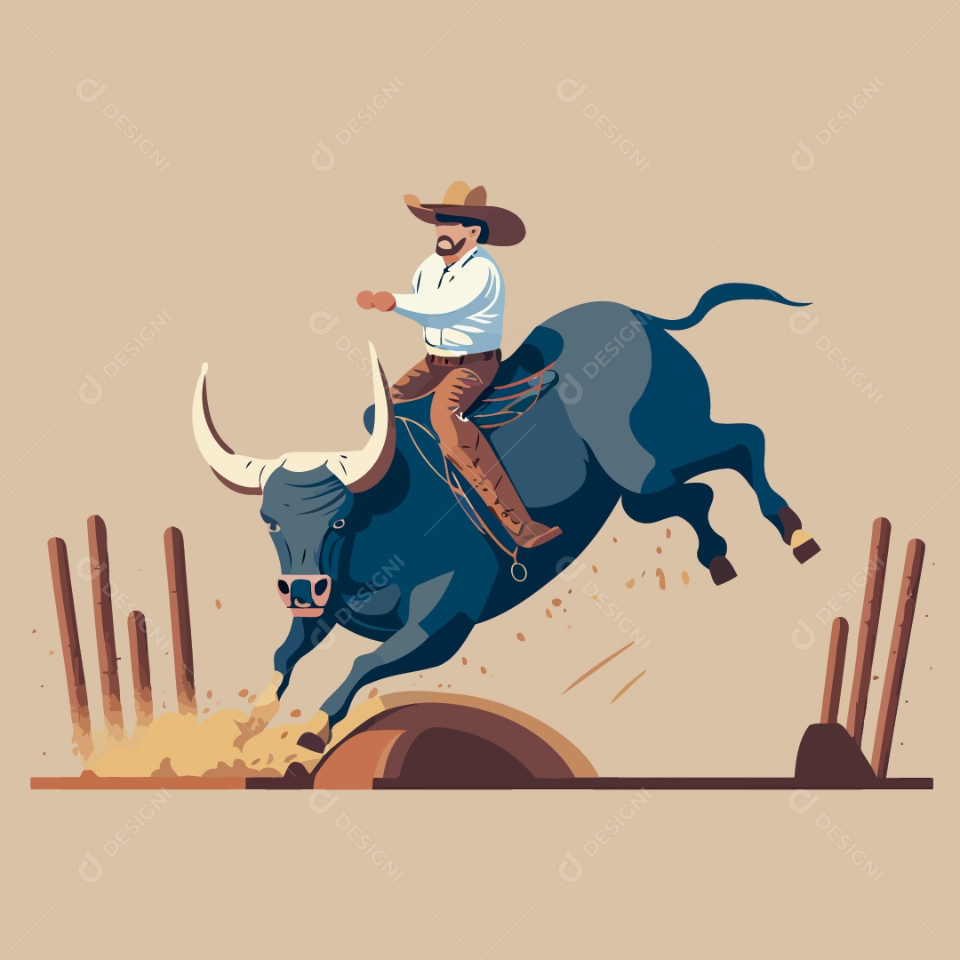 Peão de Rodeio Ilustração Vetor EPS