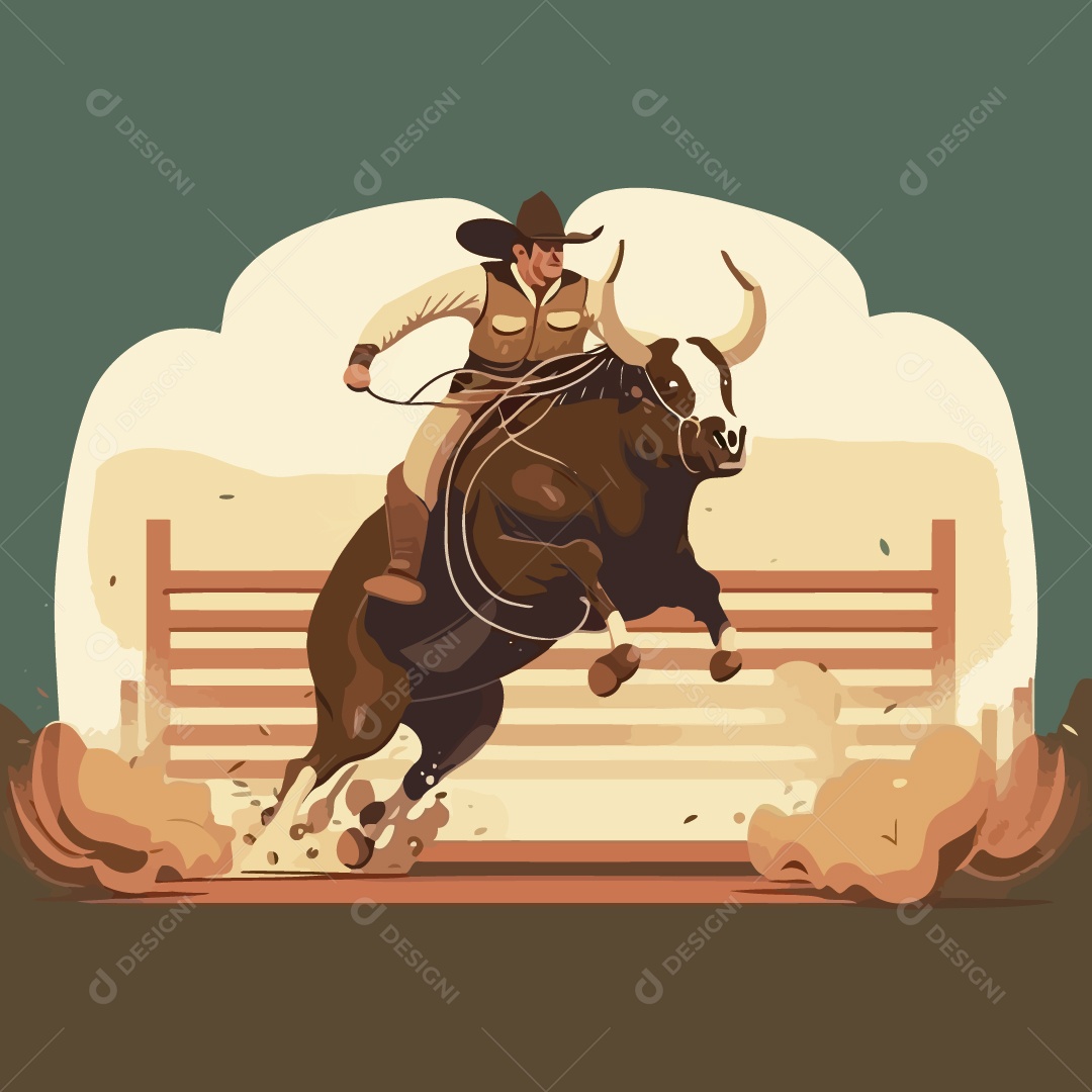 Peão de Rodeio Ilustração Vetor EPS