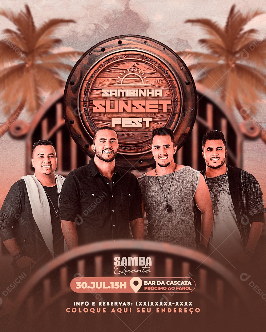 Flyer Sambinha Sunset Fest Social Media PSD Editável